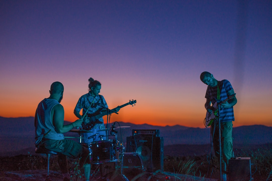 Band playing at sunset for live streaming purposes for @pirka.avh