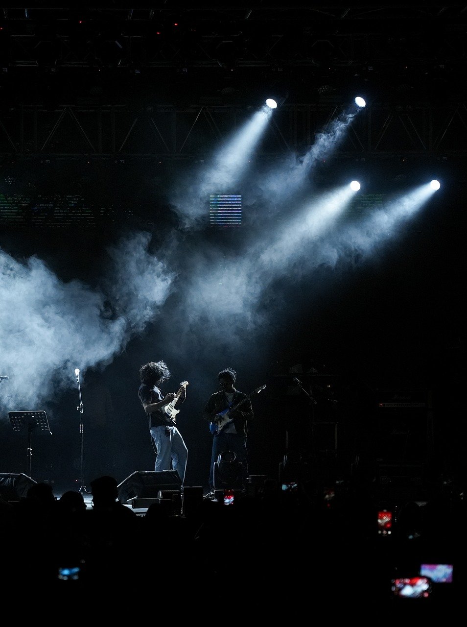 music, concert, night, guitarist, stage, performance, singer, artist, crowd, smoke, lighting, viral, rock, live, inspirational, live performance, musician, shadowy, electric guitar, musical group